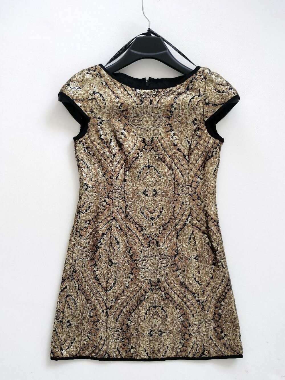 Nanette Lepore Joan of Arc Gold Sequin Cocktail Mini Dress Size 4